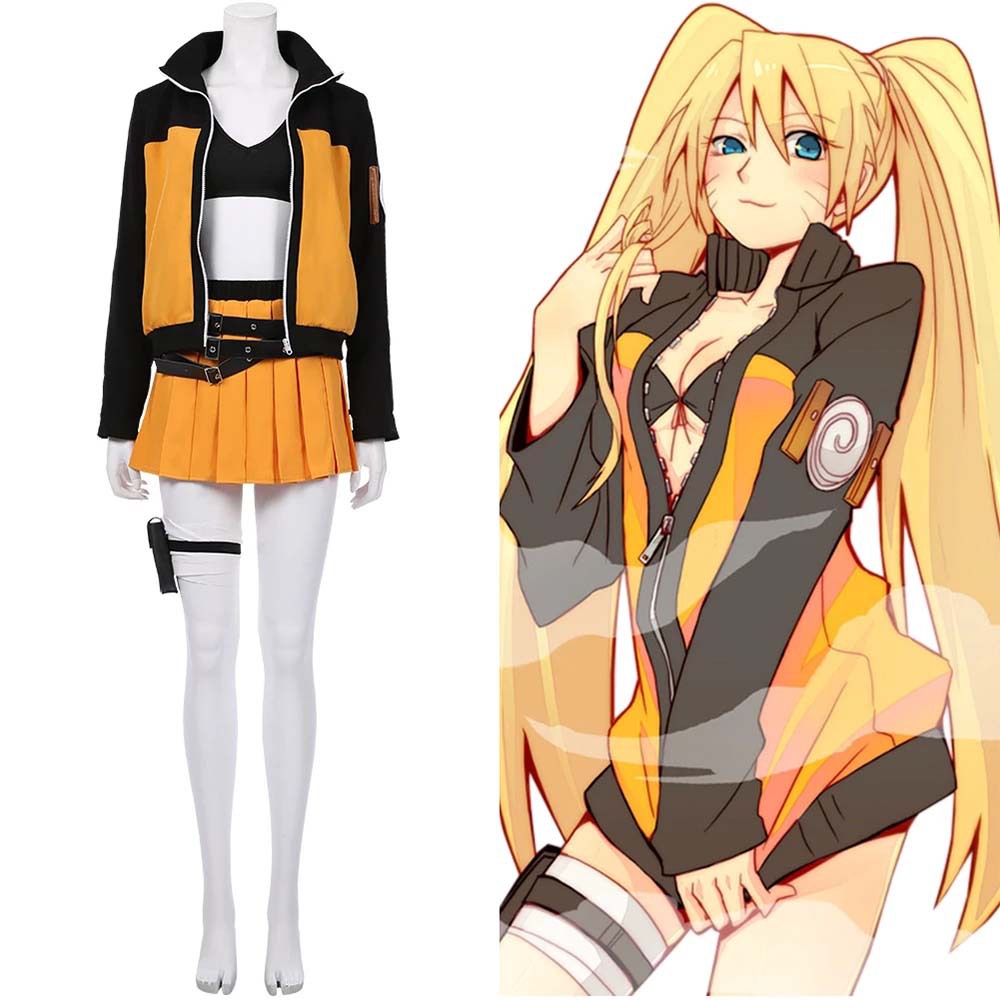 Anime Cosplay Simple - Anime Uzumaki cosplay kostüm kadın seti